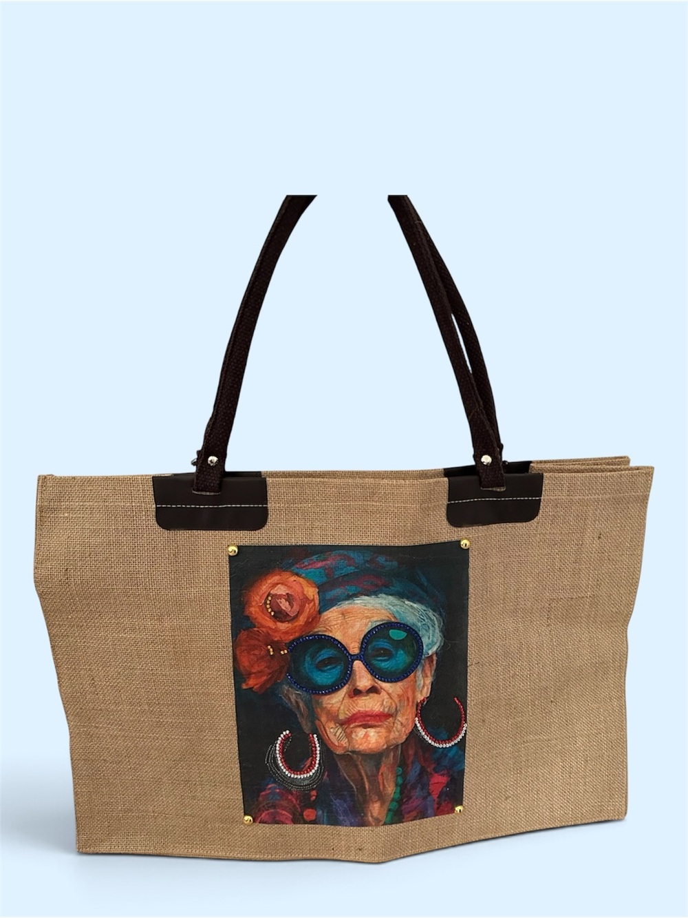 Custom repurposed jute  tote/beach bag